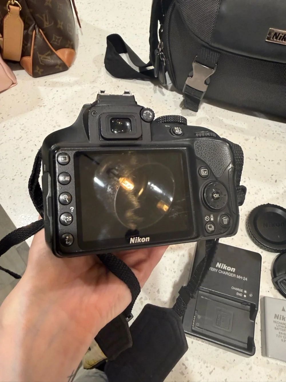 Nikon Black DSLR Camera Kit with Black Bag and Black Telephoto Lens